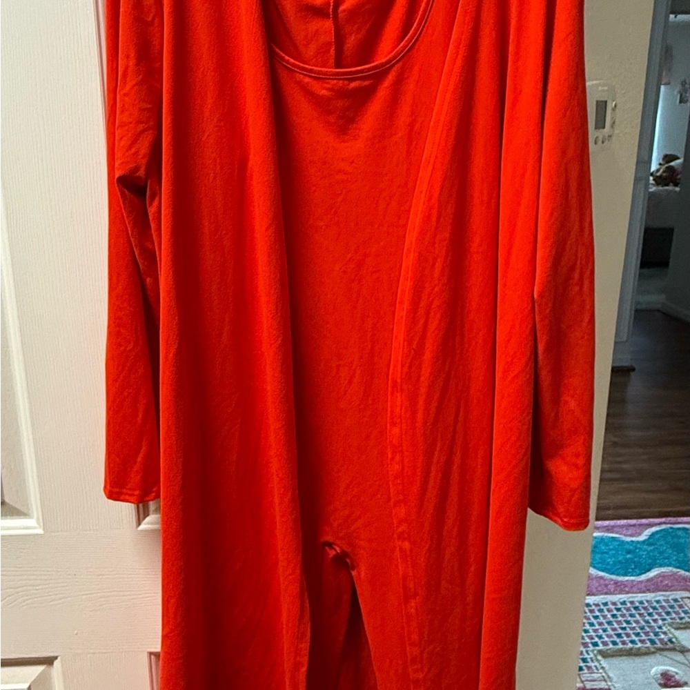 Bright Red Long Sleeve Jumpsuit Set